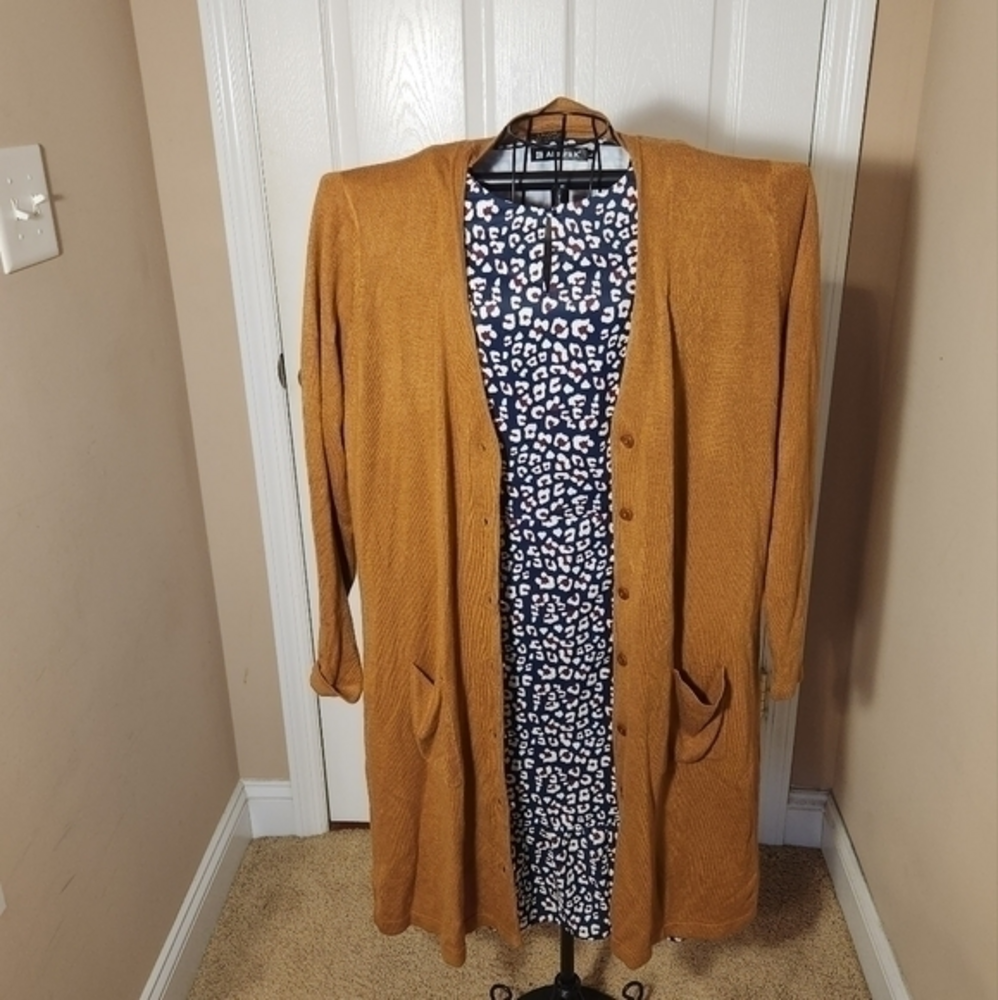 Salon Studio VTG Knit Sweater Cardigan Large Rust‎ Color Pockets Buttons Cozy